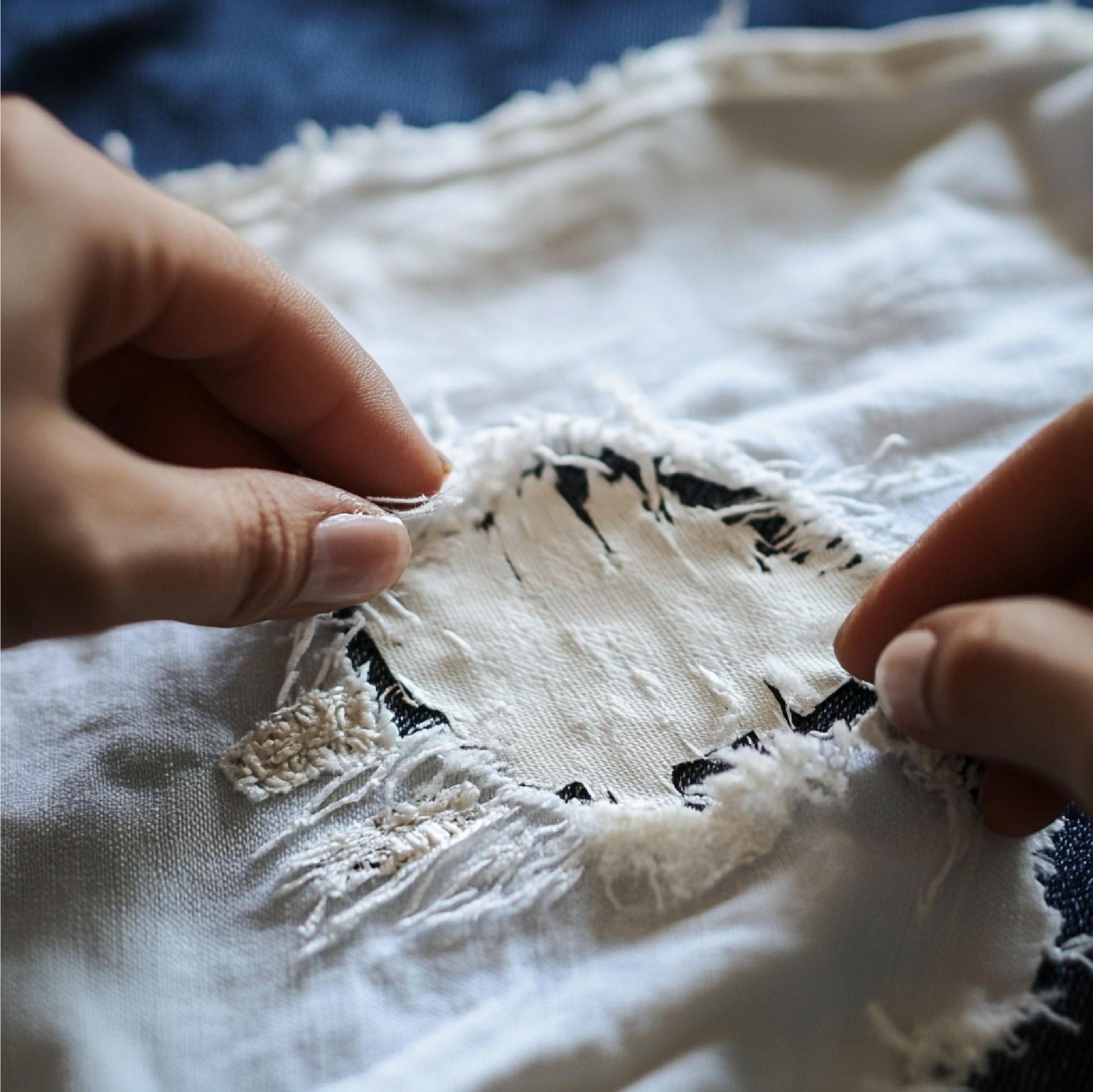 Detaliu broderie manuală pe pânză naturală