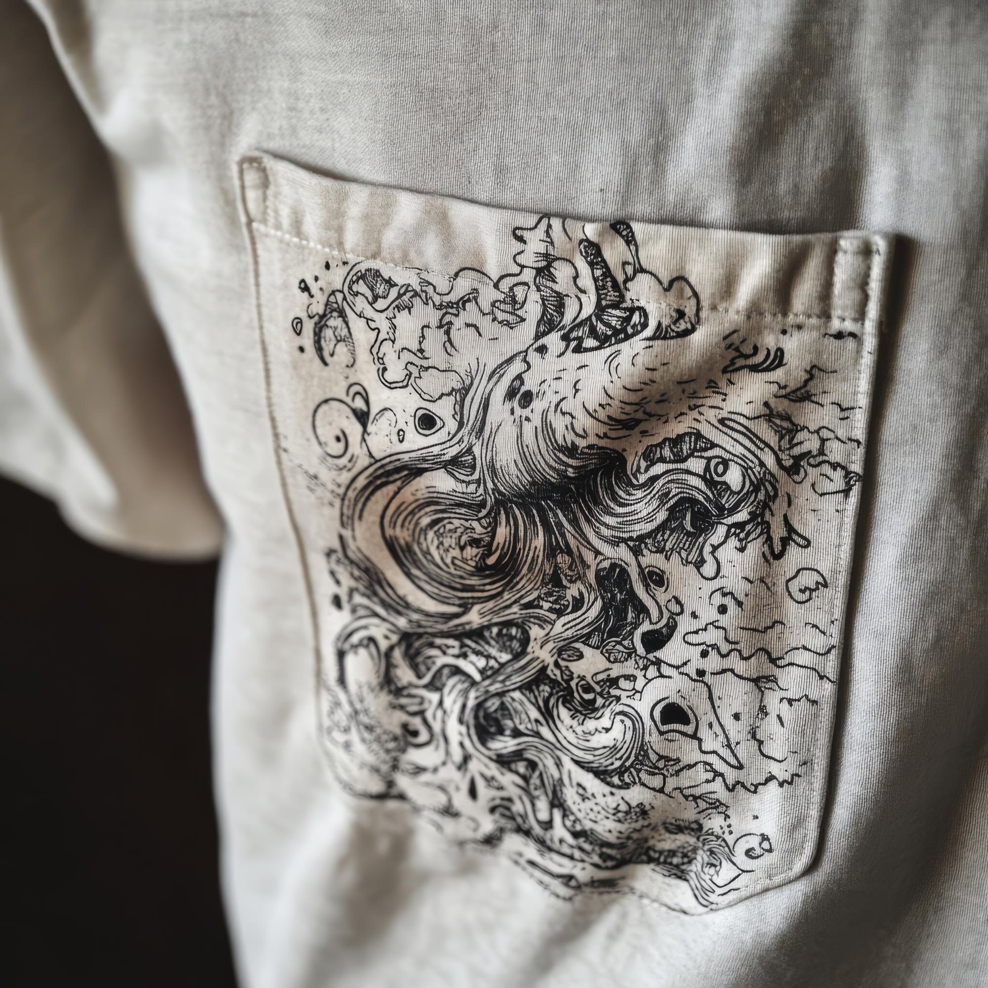 Tricou cu imprimare înainte de broderie